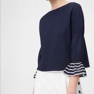 Club Monaco Navy Bell-Sleeved Top